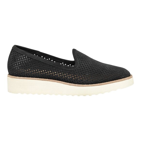 NEW JOHNSTON AND MURPHY Suede Mitzi Perforated Venetian Loafers black for women - Picture 4 of 9